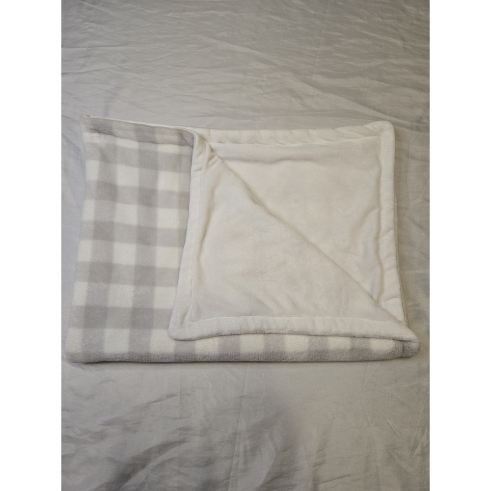 Blankets & Beyond Plush Gingham Gray White Baby Blanket Lovey Security 29x38" - Picture 7 of 8